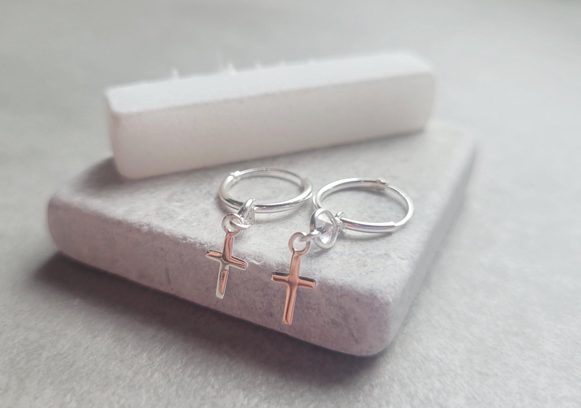 sterling silver hoops / Jesus cross / Holy jewellery / Pray / Gift / Pretty