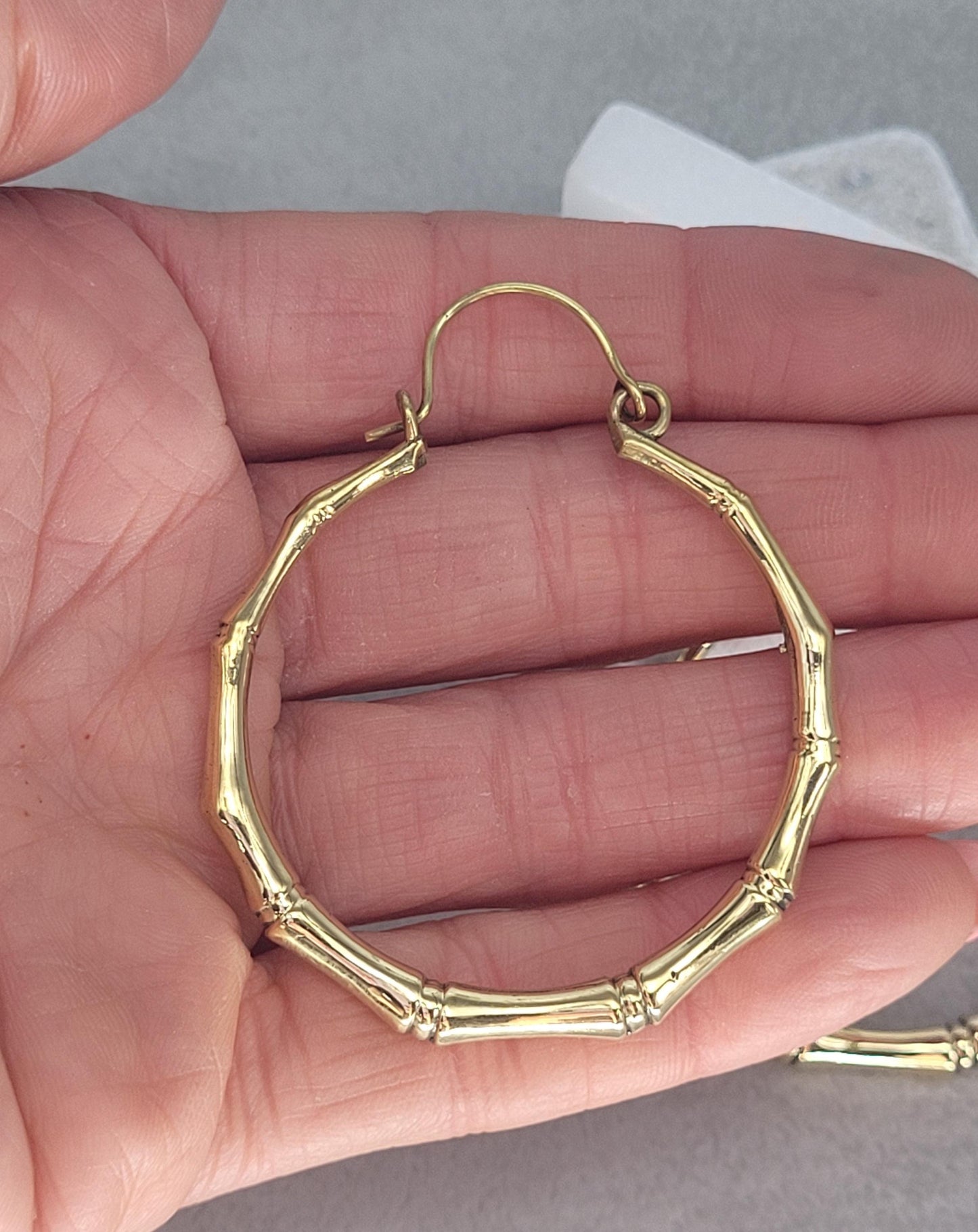 Golden hoops / Brass hoops / Bamboo style earrings / Large hoops / Statement jewellery / Gold / Gift / Unique