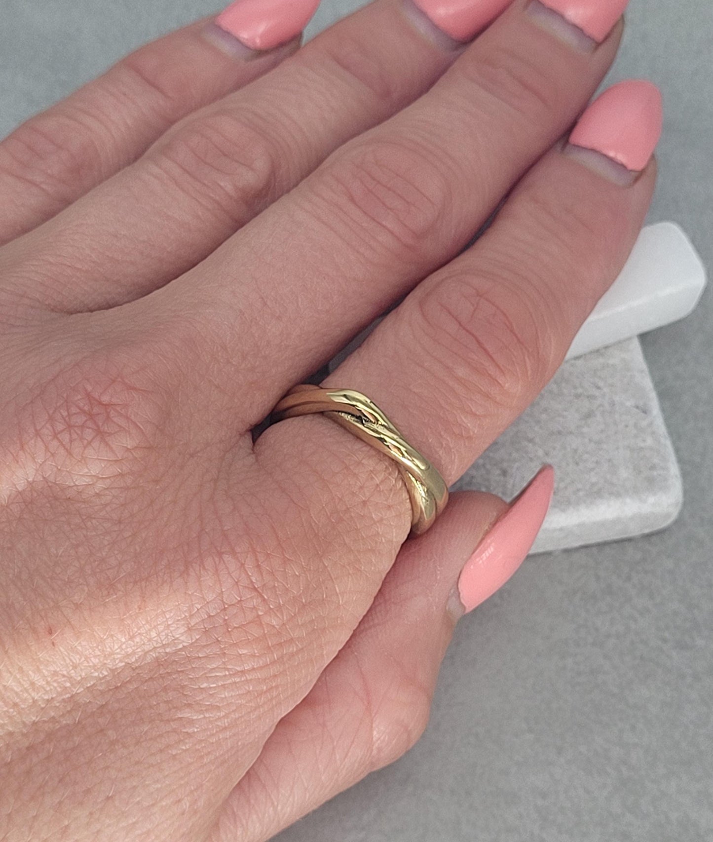Golden twisted ring / Simple ring / Gold ring / Brass ring / Minimal / Minimalist