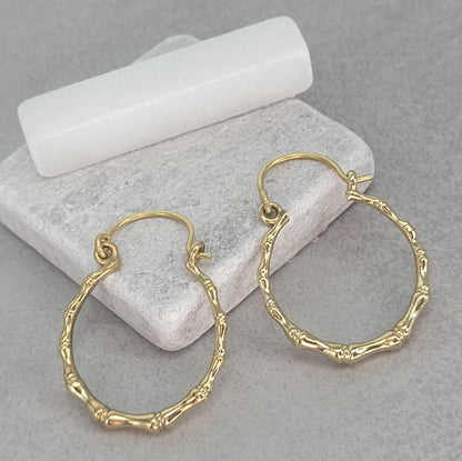 Golden hoops / Bamboo style hoops / Minimal/ Minimalist / Pretty / Brass jewellery / Cute gift