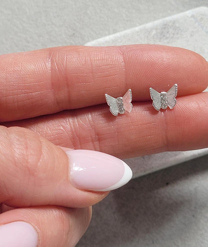 Sterling silver butterfly studs / Silver earrings / Butterfly / Gift / Silver jewellery / Minimal / Minimalist / Gift idea
