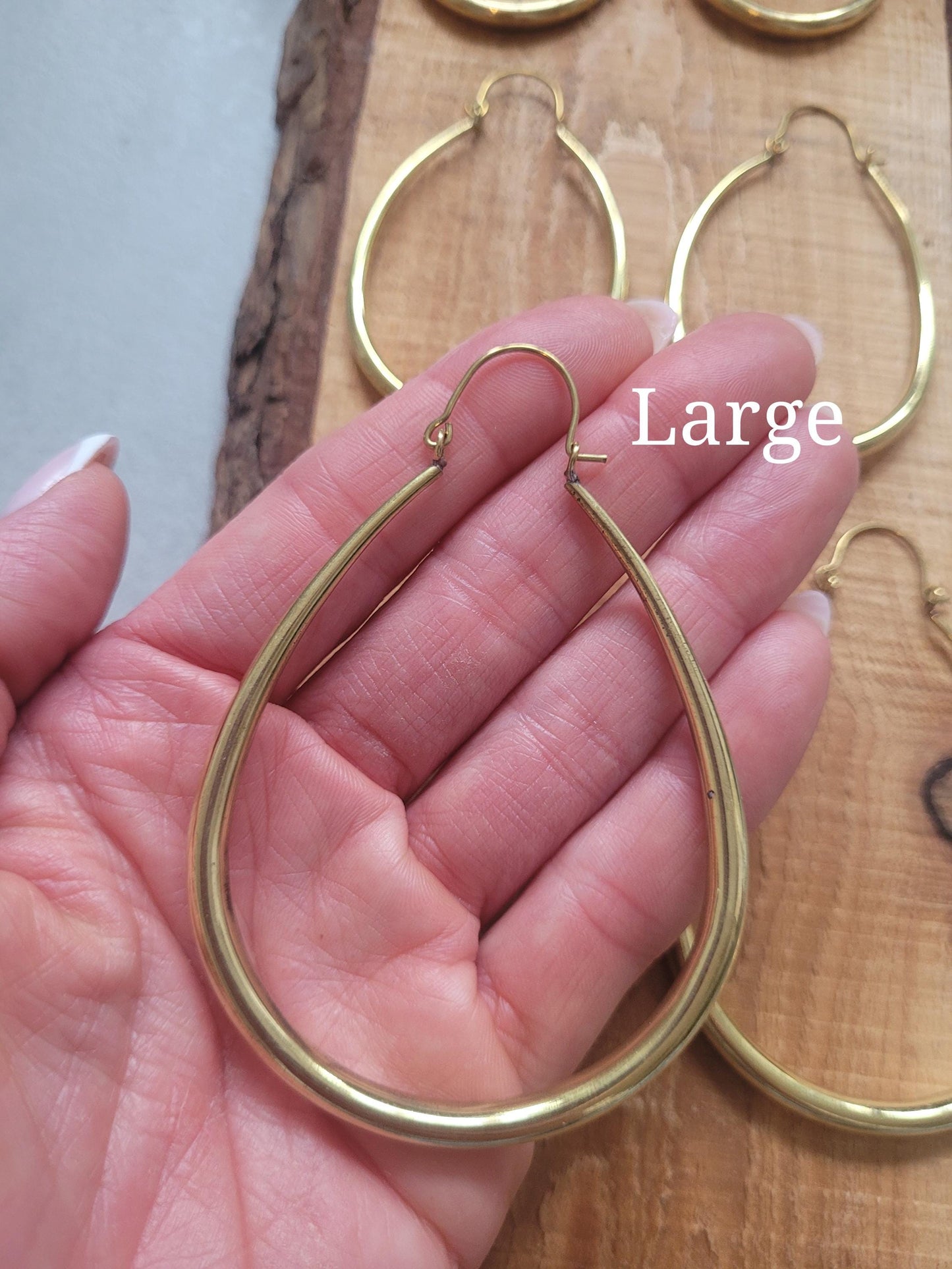 Golden hoop earrings / Small hoops / Large hoops / Lightweight hoops / Teardrop earrings / Ethnic / Pretty / Brass / Gold