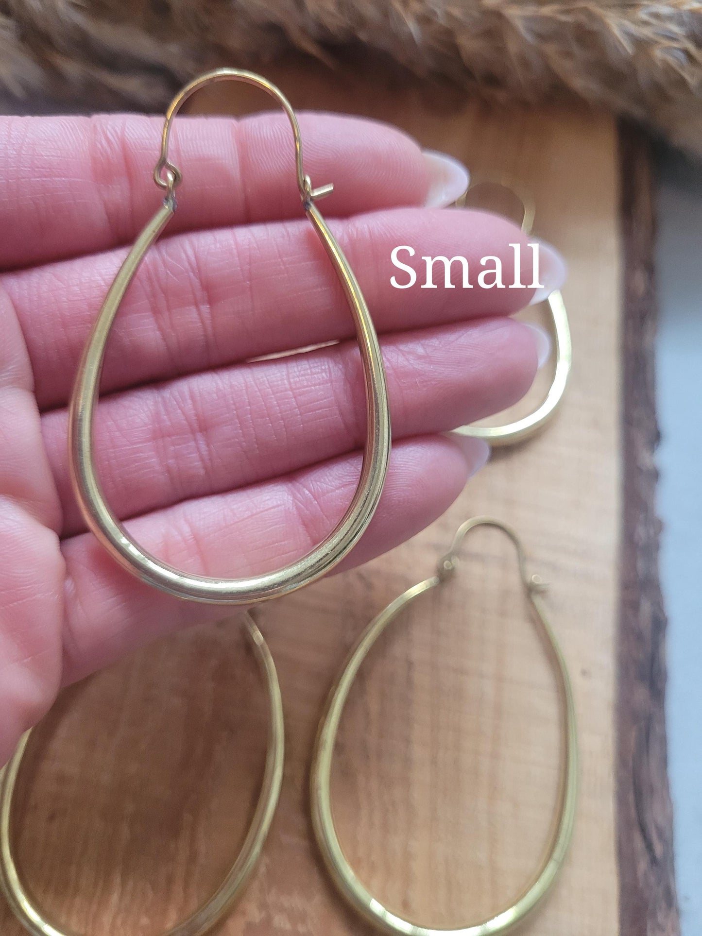 Golden hoop earrings / Small hoops / Large hoops / Lightweight hoops / Teardrop earrings / Ethnic / Pretty / Brass / Gold