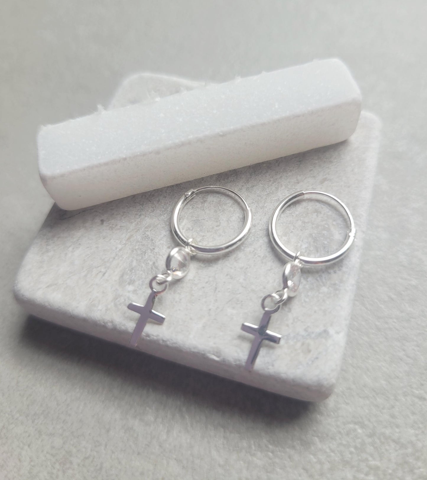 sterling silver hoops / Jesus cross / Holy jewellery / Pray / Gift / Pretty