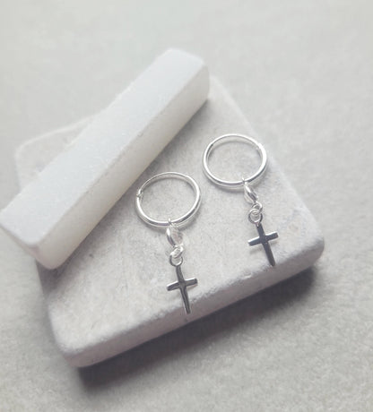 sterling silver hoops / Jesus cross / Holy jewellery / Pray / Gift / Pretty