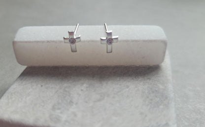 Sterling silver cross studs / Studs / Silver earrings / Religous / Cross / Pray