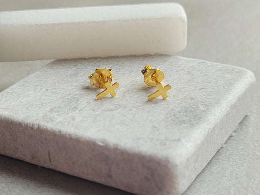925 sterling silver 18k gold plated Cross studs / Gold Cross/ Studs / Earings / Gift / Minimal / Minimalist jewellery