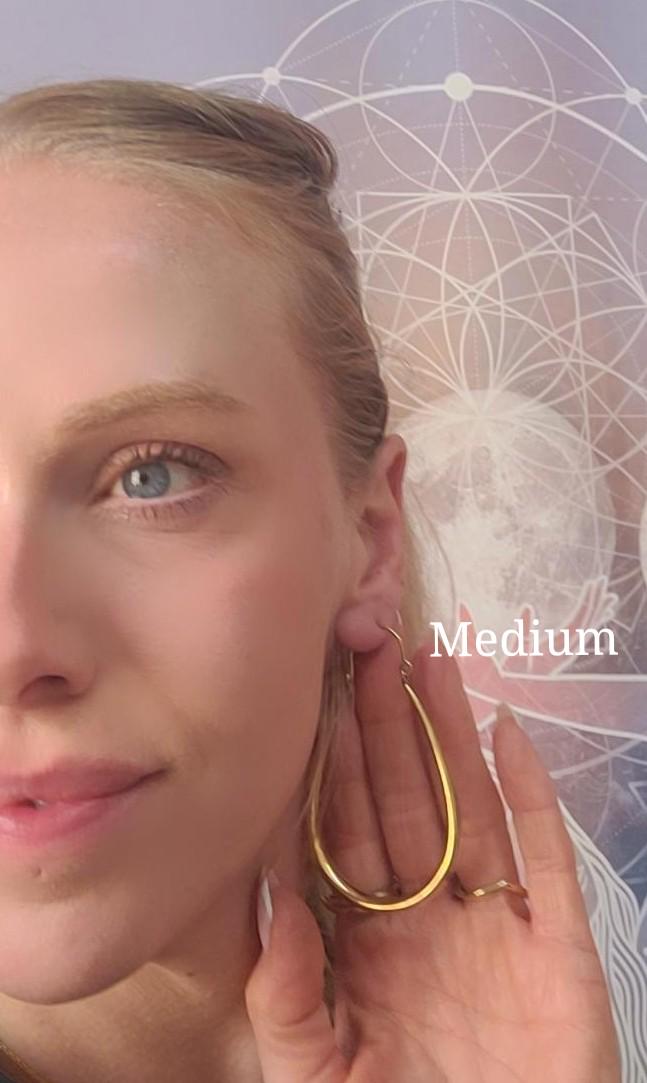 Golden hoop earrings / Small hoops / Large hoops / Lightweight hoops / Teardrop earrings / Ethnic / Pretty / Brass / Gold