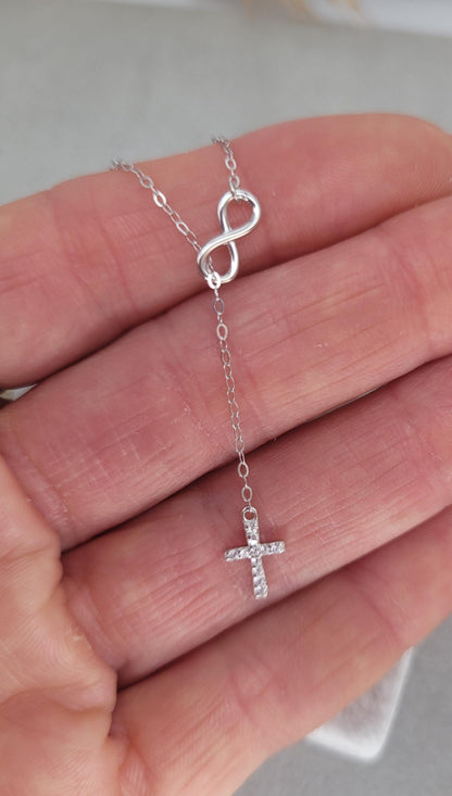 Sterling silver cross necklace / Minimal / Minimalist / Gift / Cross / Silver / Layer necklace