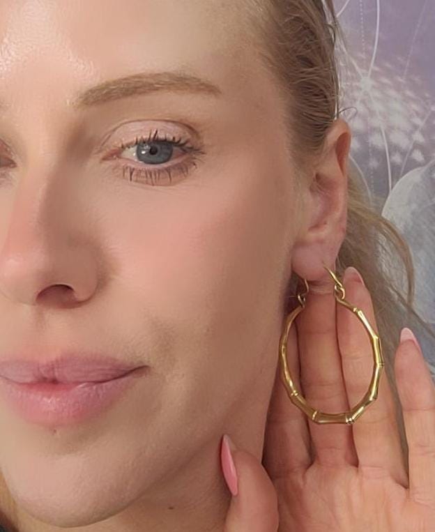 Golden hoops / Brass hoops / Bamboo style earrings / Large hoops / Statement jewellery / Gold / Gift / Unique