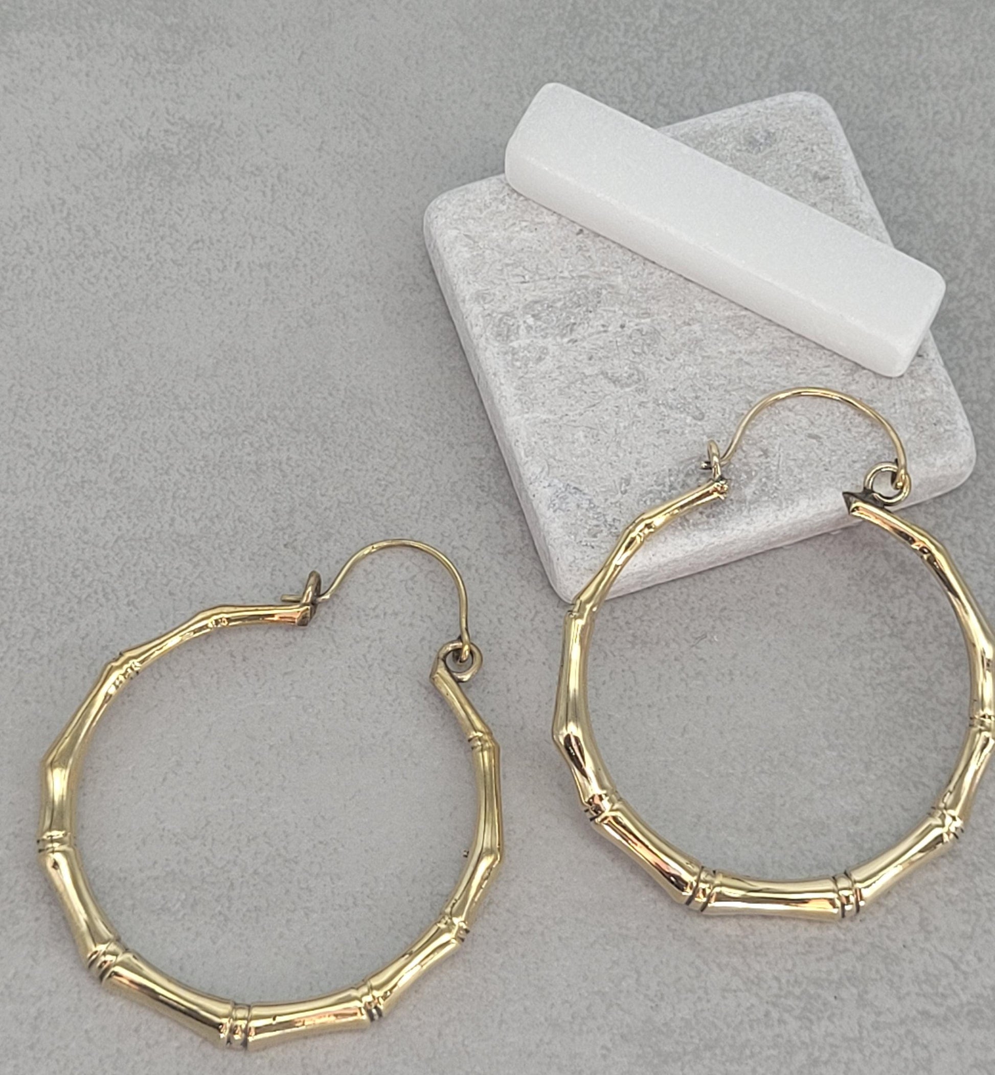 Golden hoops / Brass hoops / Bamboo style earrings / Large hoops / Statement jewellery / Gold / Gift / Unique