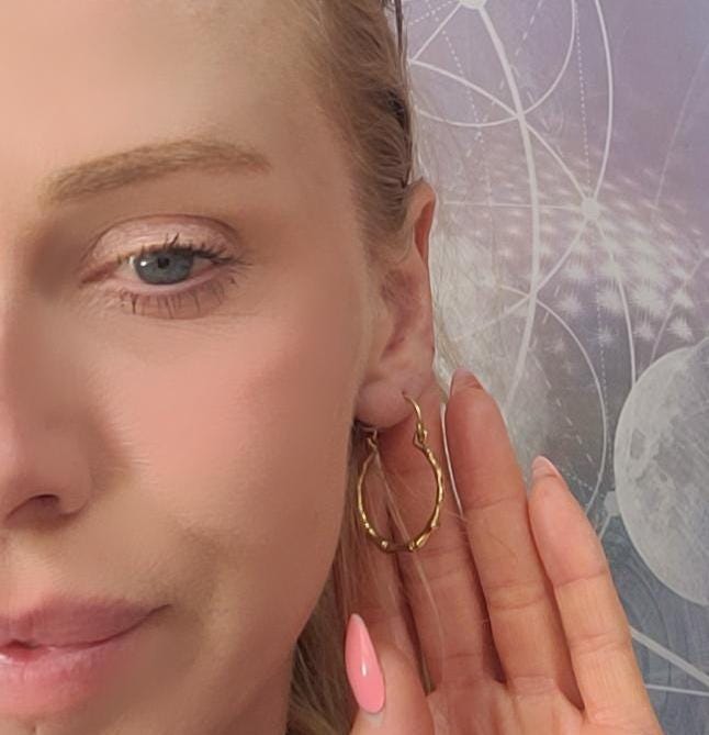 Golden hoops / Bamboo style hoops / Minimal/ Minimalist / Pretty / Brass jewellery / Cute gift