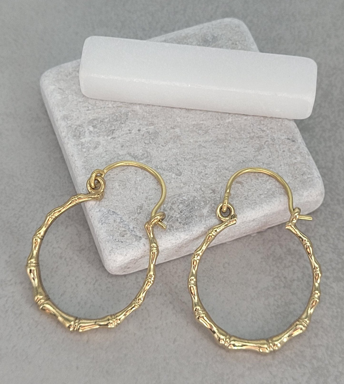 Golden hoops / Bamboo style hoops / Minimal/ Minimalist / Pretty / Brass jewellery / Cute gift