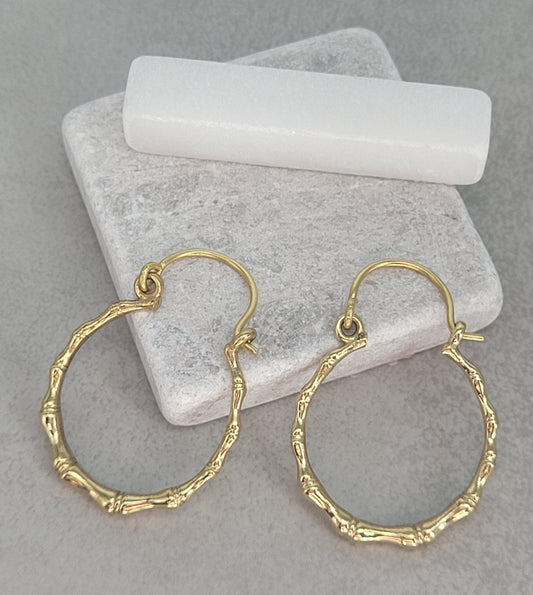 Golden hoops / Bamboo style hoops / Minimal/ Minimalist / Pretty / Brass jewellery / Cute gift