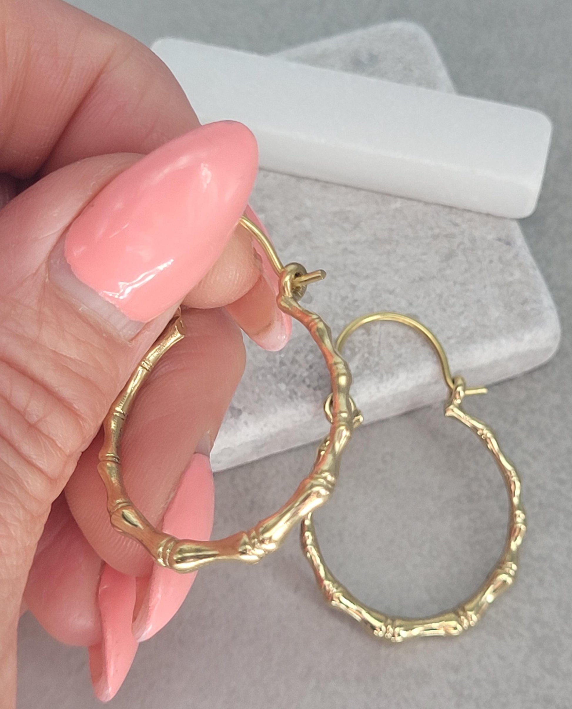 Golden hoops / Bamboo style hoops / Minimal/ Minimalist / Pretty / Brass jewellery / Cute gift