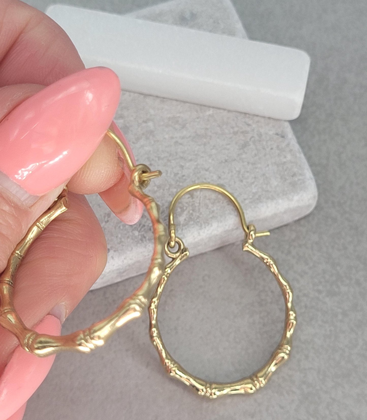 Golden hoops / Bamboo style hoops / Minimal/ Minimalist / Pretty / Brass jewellery / Cute gift