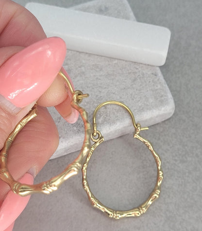 Golden hoops / Bamboo style hoops / Minimal/ Minimalist / Pretty / Brass jewellery / Cute gift