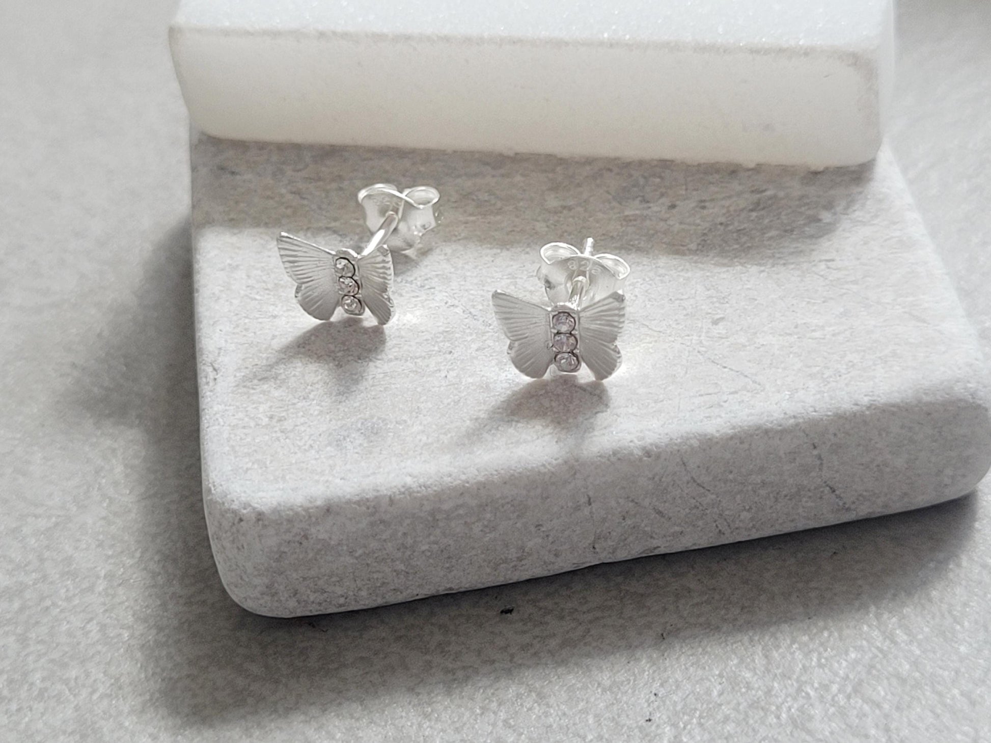 Sterling silver butterfly studs / Silver earrings / Butterfly / Gift / Silver jewellery / Minimal / Minimalist / Gift idea
