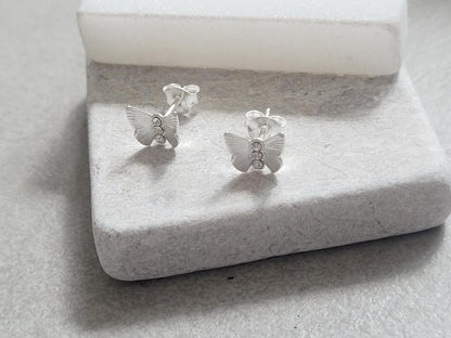 Sterling silver butterfly studs / Silver earrings / Butterfly / Gift / Silver jewellery / Minimal / Minimalist / Gift idea