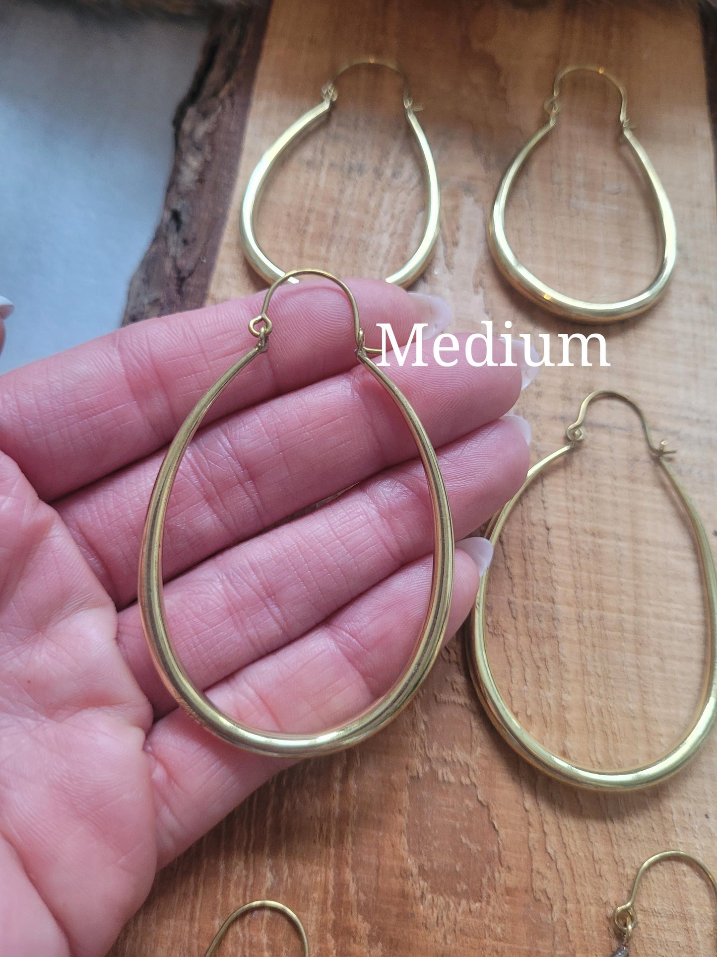Golden hoop earrings / Small hoops / Large hoops / Lightweight hoops / Teardrop earrings / Ethnic / Pretty / Brass / Gold