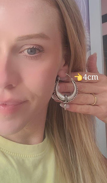 Silver Plated Hoop Earrings: Ethnic Style