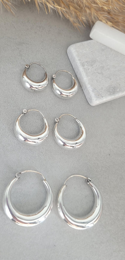 Sterling silver hoops / 925 Sterling silver / Hoops / Small hoops / Unique / Gift / Silver hoop earrings / Chunky hoops / Silver