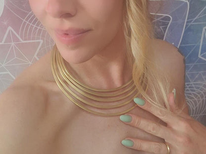 Golden choker necklace / Unique design / Ethnic necklace / Gift / Silver / Statement / Luxurious / Modern / Minimal / Elegant / Brass