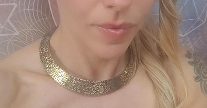 Golden choker necklace / Unique Flower design / Ethnic necklace / Gift / Silver / Statement / Luxurious / Modern / Minimal / Elegant / Brass
