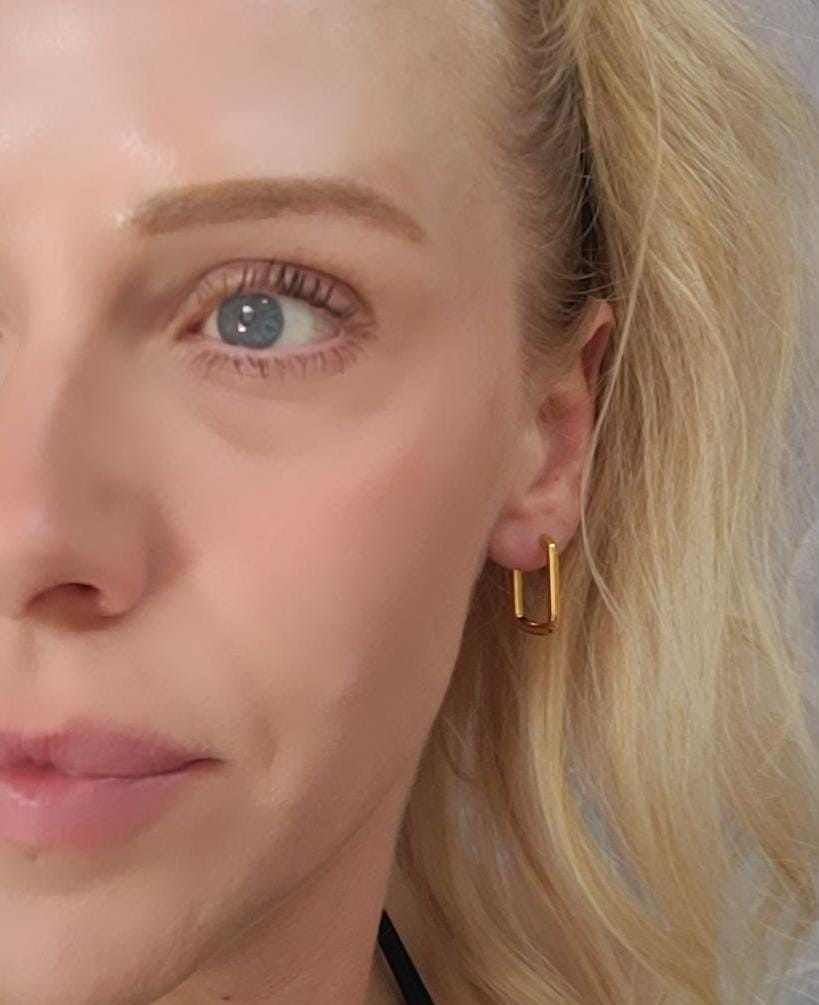 18k gold hoops / square hoop earrings / Minimal / Minimalist / Cute / Gift / x2 pairs / hoops / Gold