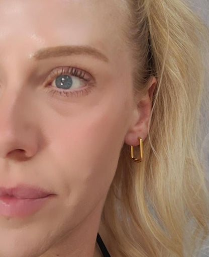 18k gold hoops / square hoop earrings / Minimal / Minimalist / Cute / Gift / x2 pairs / hoops / Gold