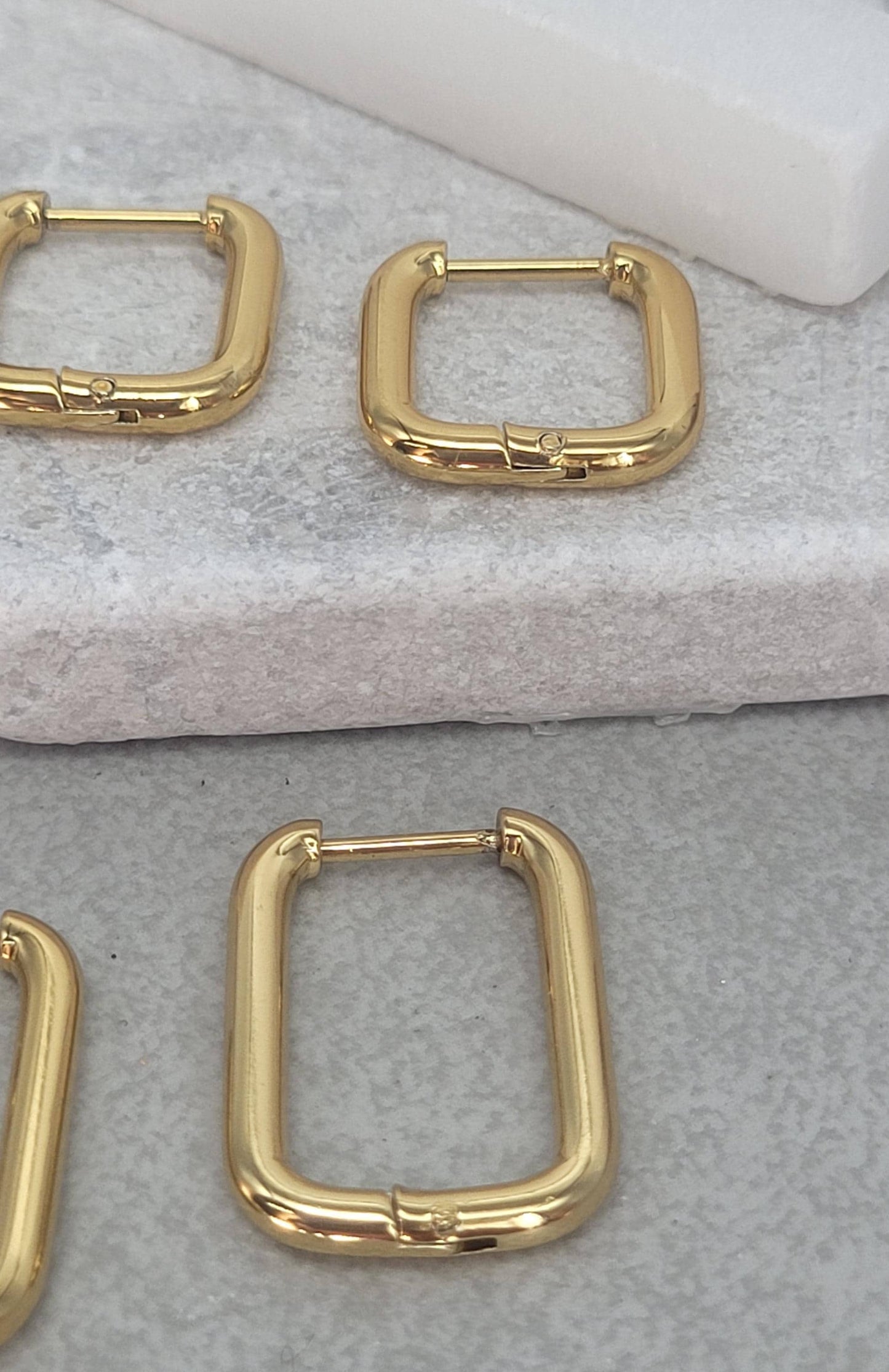 18k gold hoops / square hoop earrings / Minimal / Minimalist / Cute / Gift / x2 pairs / hoops / Gold