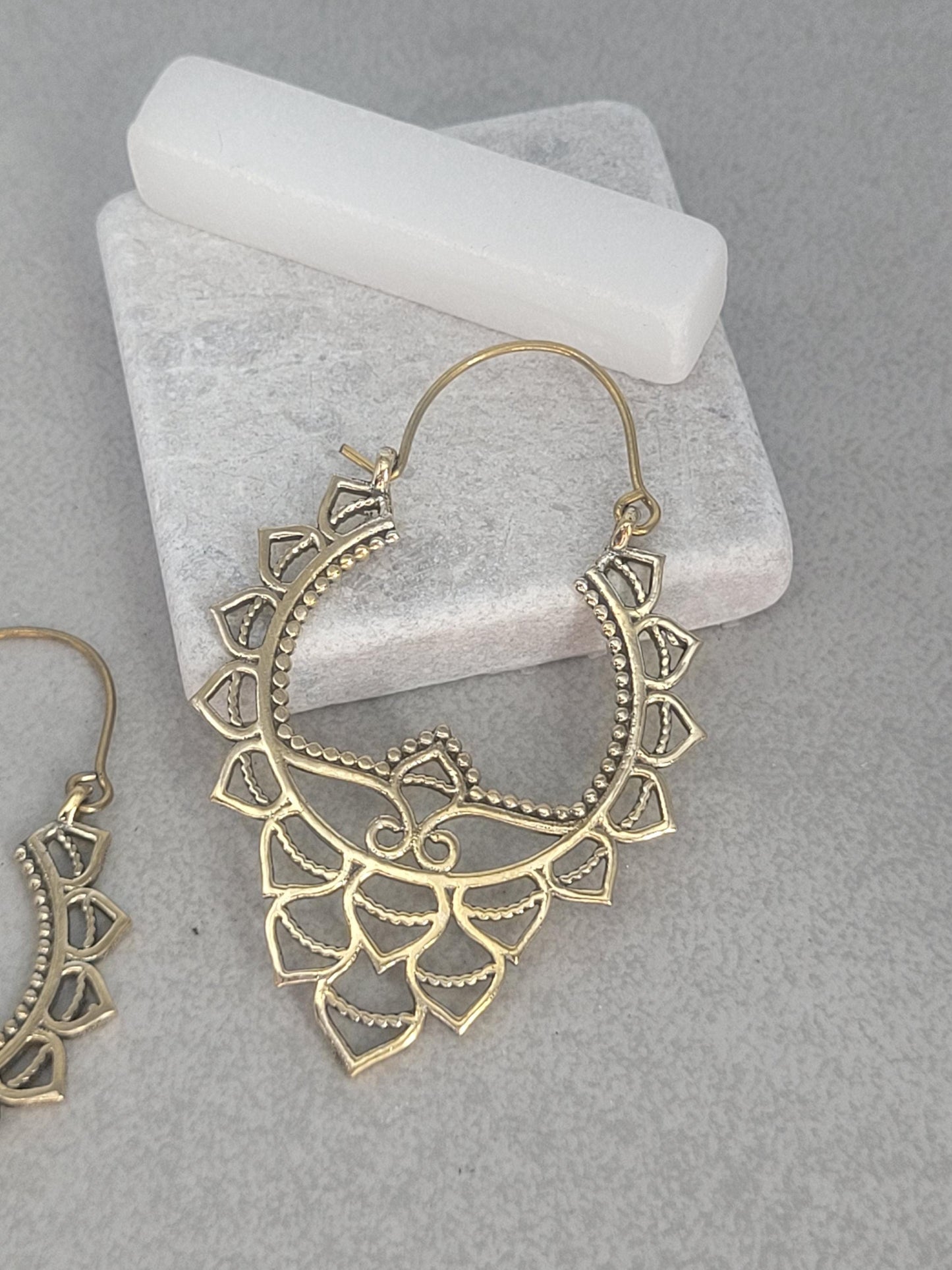 Golden detailed earrings / Bohemian / Boho / Brass earrings / Gold / Gift / Unique / free shipping