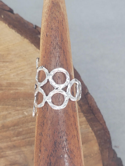 Silver detailed handmade ring / Hammered ring / Adjustable ring / Silver jewellery / Statement/ Unique / Gift / Hippie / Ethnic / Rustic