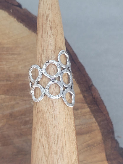 Silver detailed handmade ring / Hammered ring / Adjustable ring / Silver jewellery / Statement/ Unique / Gift / Hippie / Ethnic / Rustic