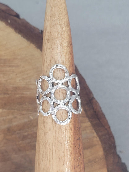 Silver detailed handmade ring / Hammered ring / Adjustable ring / Silver jewellery / Statement/ Unique / Gift / Hippie / Ethnic / Rustic