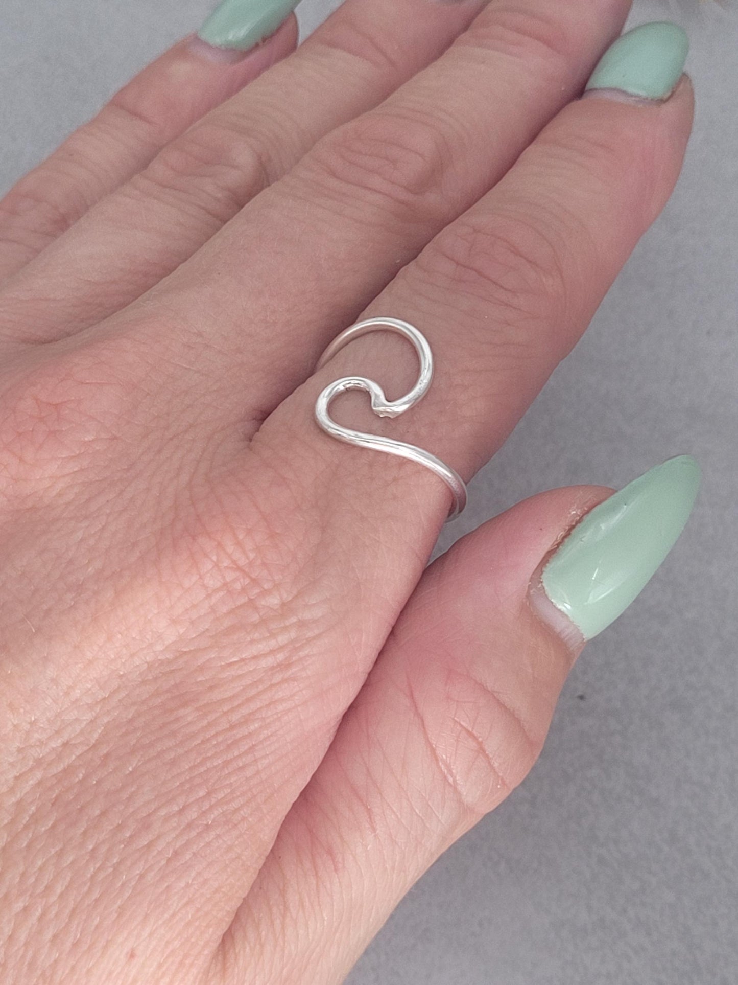 Silver sea wave ring, ring, silver jewellery,rings,sea wave ring,boho ring,free shipping,gift for her