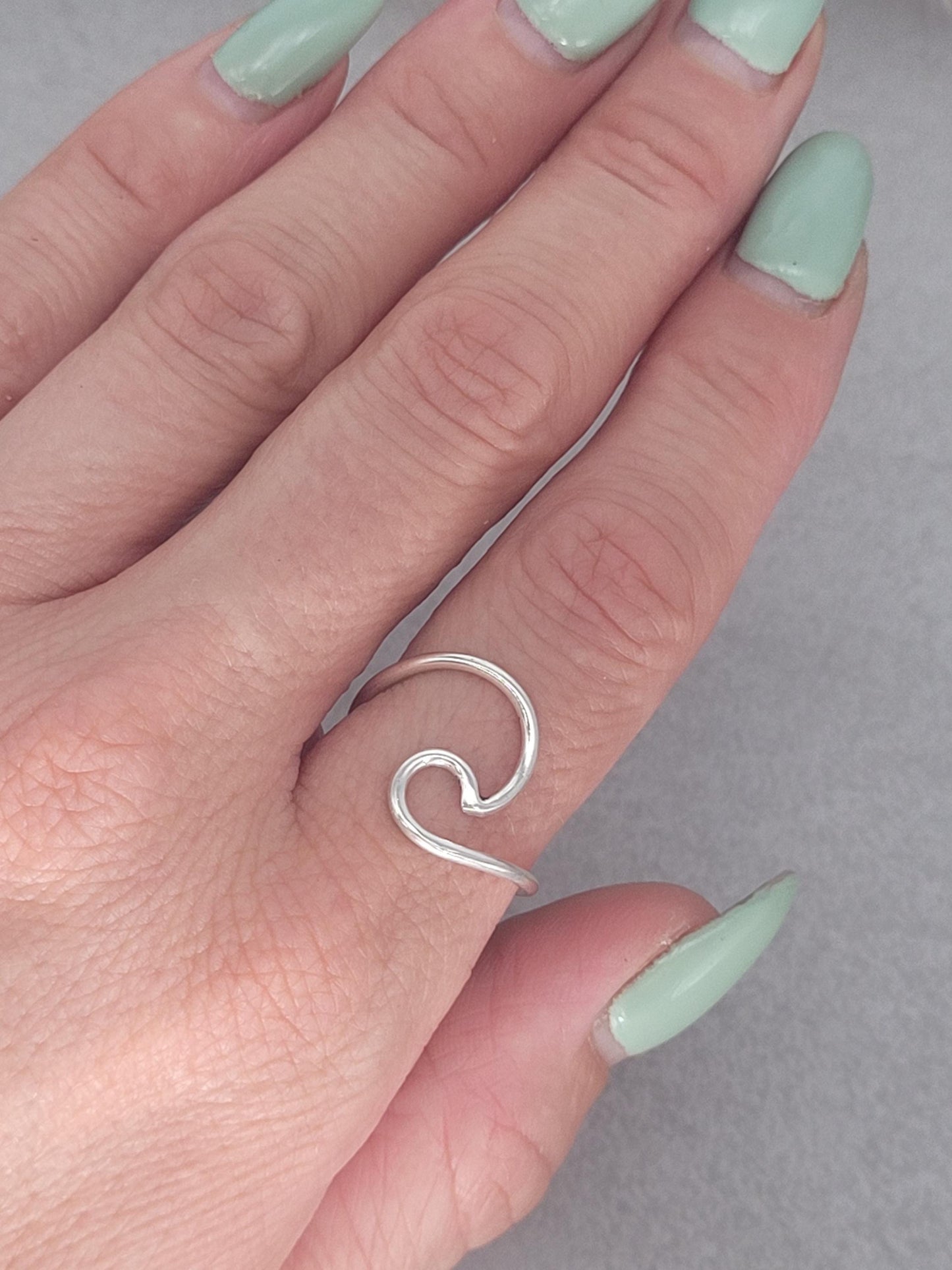 Silver sea wave ring, ring, silver jewellery,rings,sea wave ring,boho ring,free shipping,gift for her