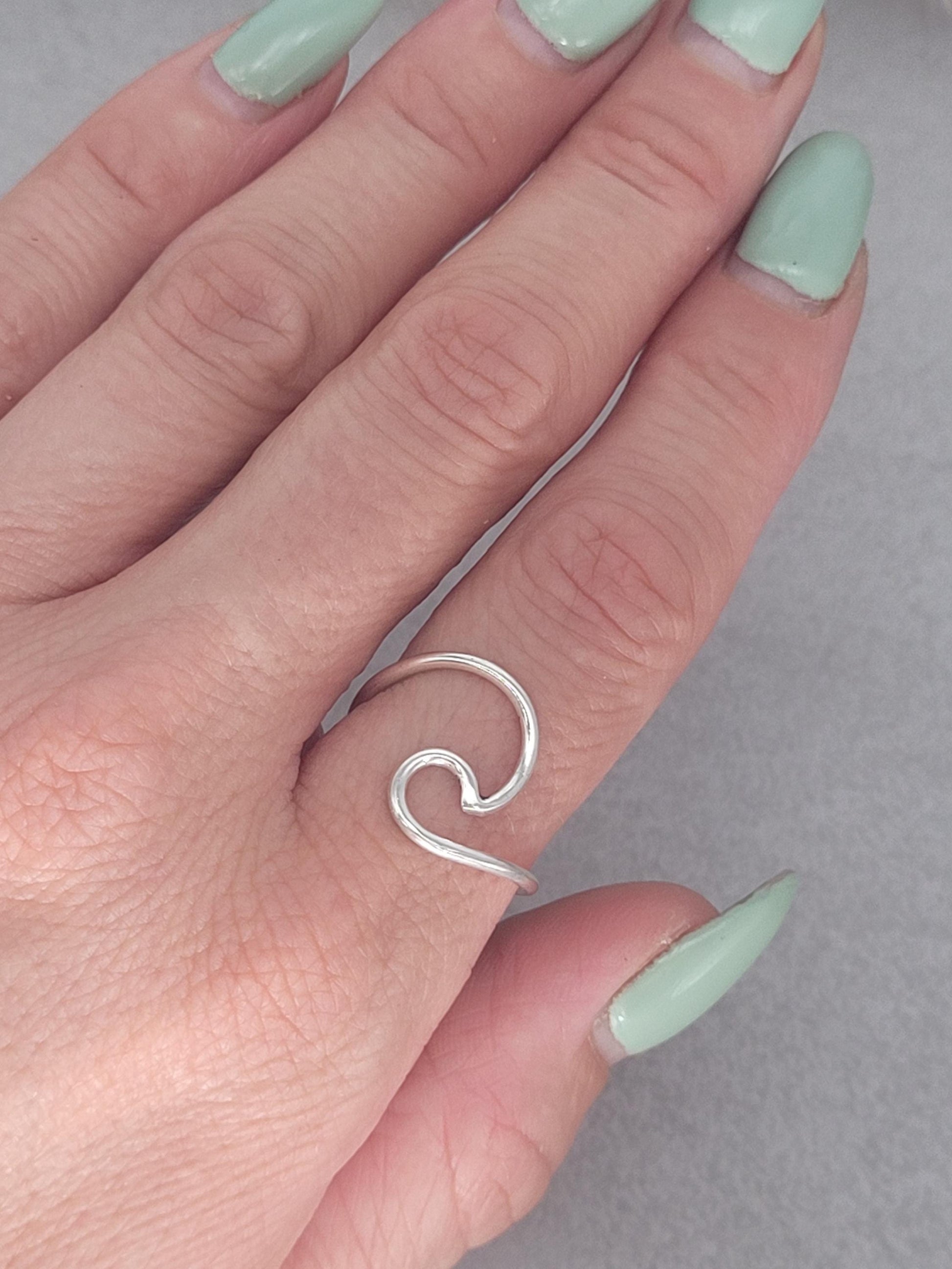 Silver sea wave ring, ring, silver jewellery,rings,sea wave ring,boho ring,free shipping,gift for her
