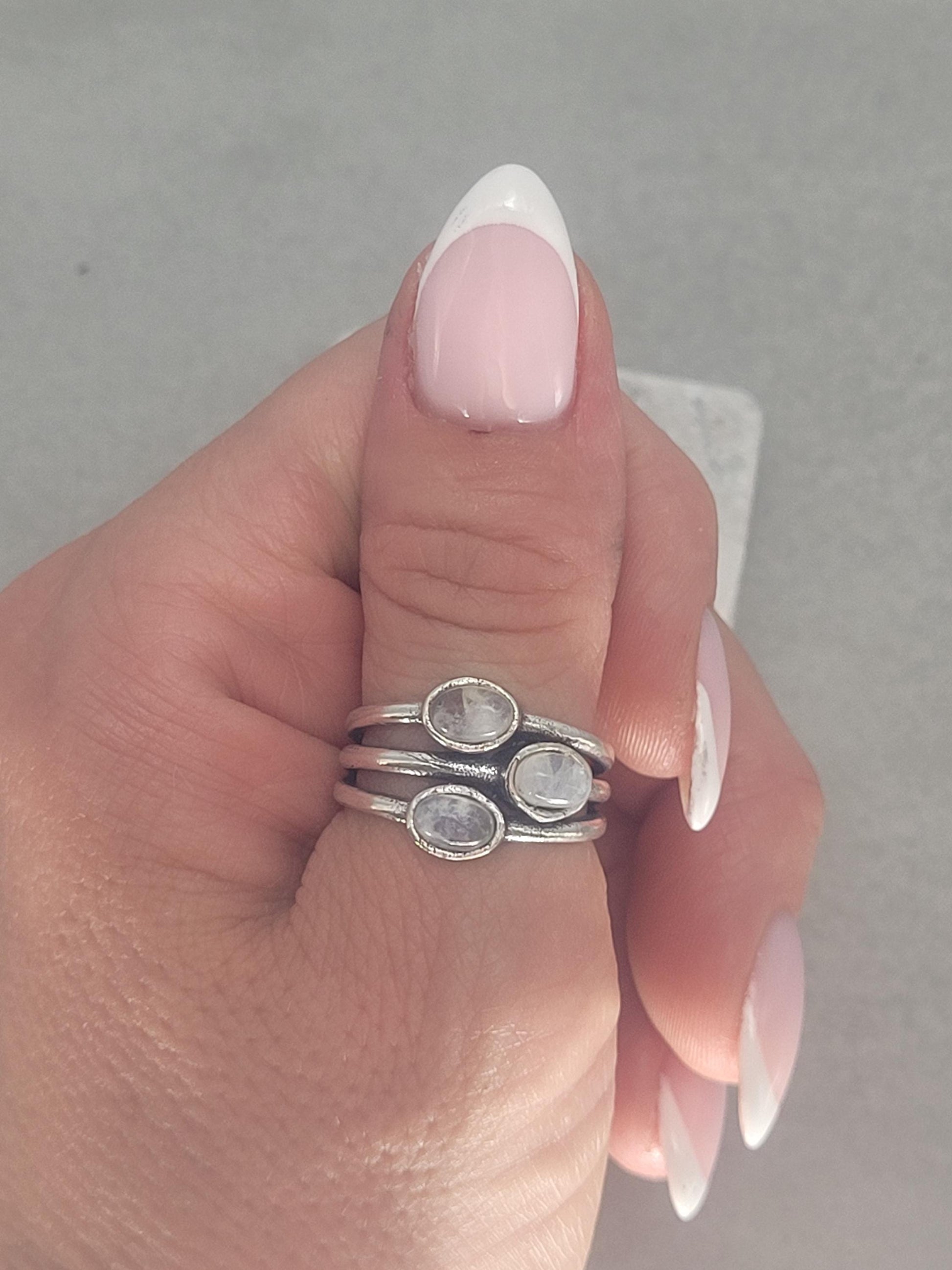 Silver multi stone ring / Statement / Gift / Ethnic / Elegant / Silver jewellery / Pretty / Gift idea