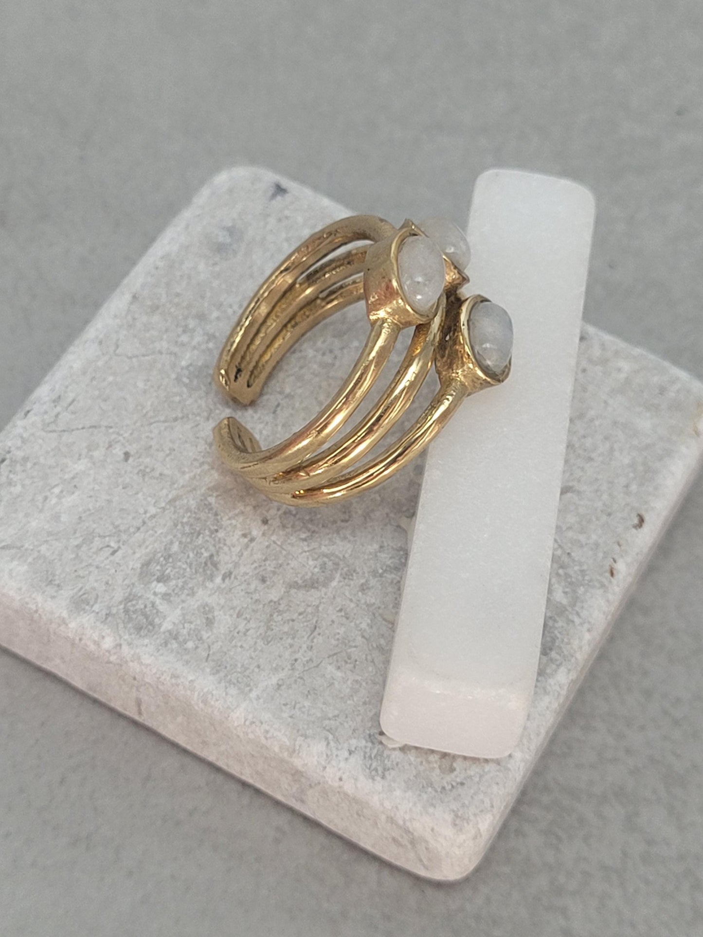 Gold multi stone ring / Statement / Gift / Ethnic / Elegant / Brass jewellery / Pretty / Gift idea