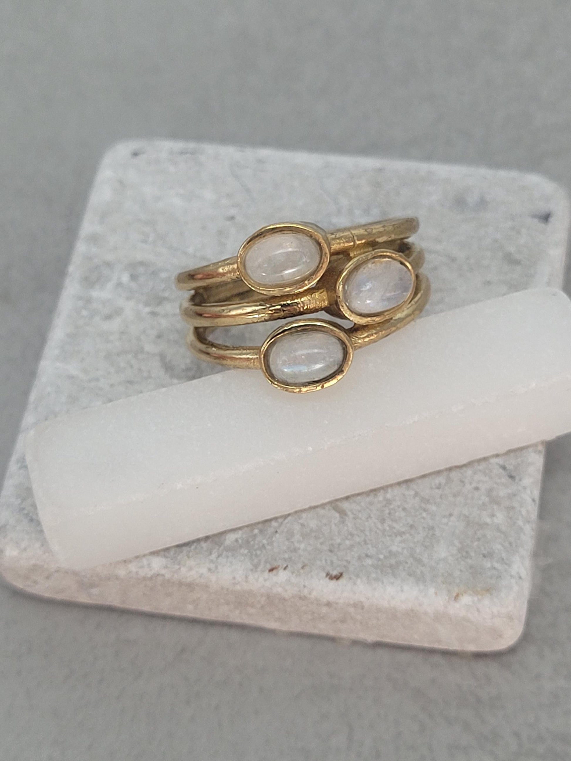 Gold multi stone ring / Statement / Gift / Ethnic / Elegant / Brass jewellery / Pretty / Gift idea