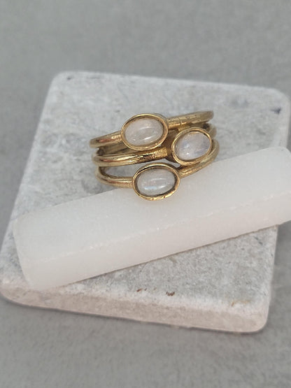 Gold multi stone ring / Statement / Gift / Ethnic / Elegant / Brass jewellery / Pretty / Gift idea