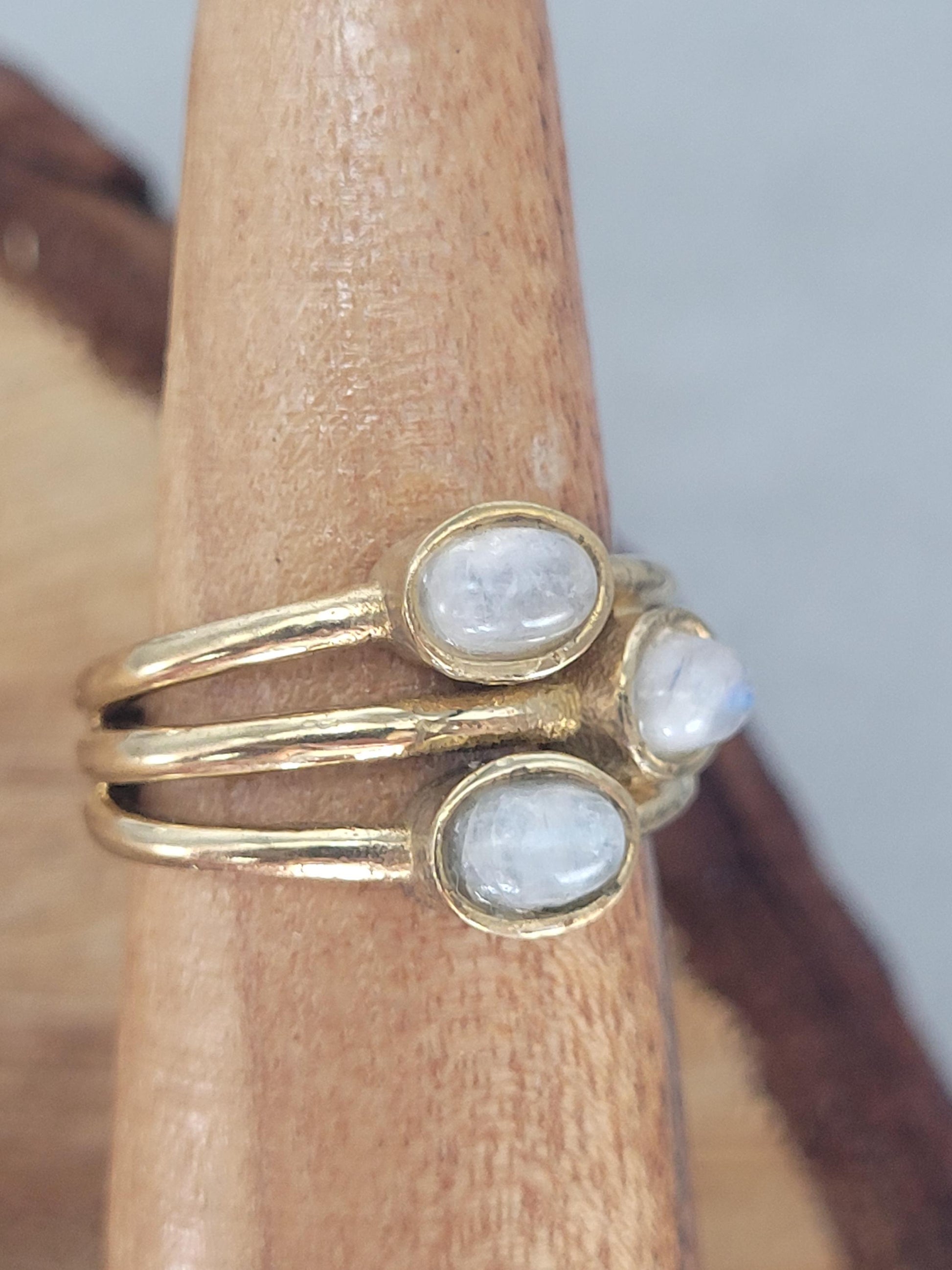 Gold multi stone ring / Statement / Gift / Ethnic / Elegant / Brass jewellery / Pretty / Gift idea