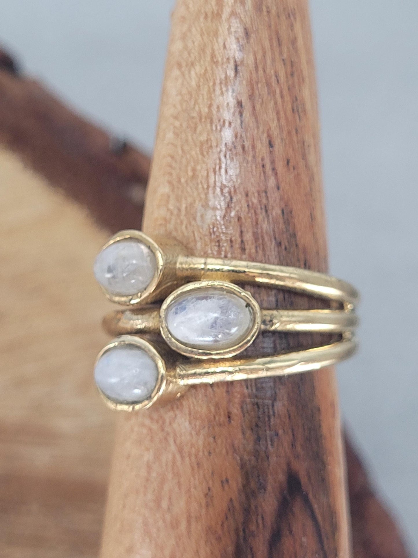 Gold multi stone ring / Statement / Gift / Ethnic / Elegant / Brass jewellery / Pretty / Gift idea