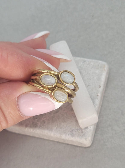Gold multi stone ring / Statement / Gift / Ethnic / Elegant / Brass jewellery / Pretty / Gift idea
