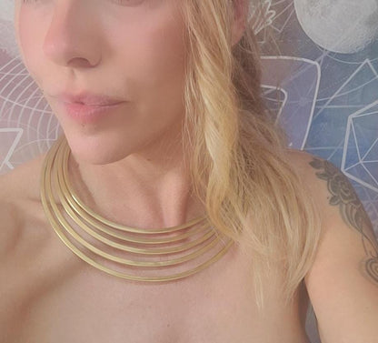 Golden choker necklace / Unique design / Ethnic necklace / Gift / Silver / Statement / Luxurious / Modern / Minimal / Elegant / Brass