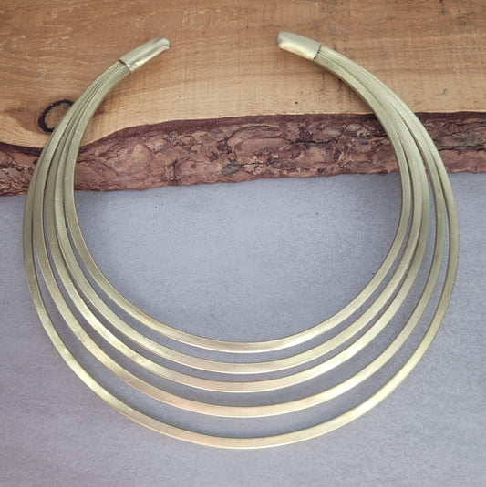 Golden choker necklace / Unique design / Ethnic necklace / Gift / Silver / Statement / Luxurious / Modern / Minimal / Elegant / Brass