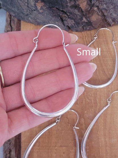 Silver hoop earrings / Small hoops / Large hoops / Lightweight hoops / Teardrop earrings / Ethnic / Pretty / Elegant / Ethnic