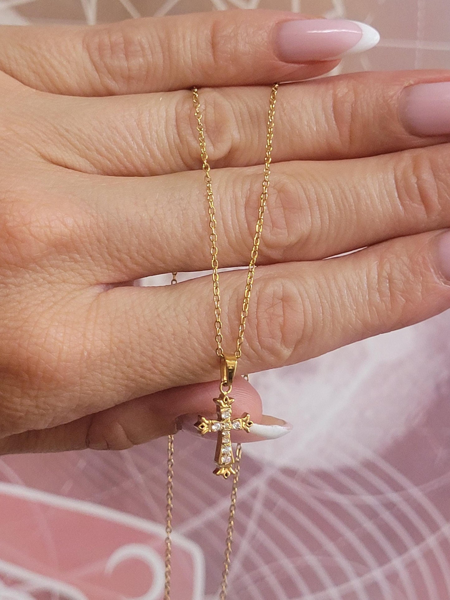 Golden Cross necklace / Faith jewellery / Gold / Simple / Simplicity / Minimal / Gift / Cute / Pretty / Waterproof jewellery