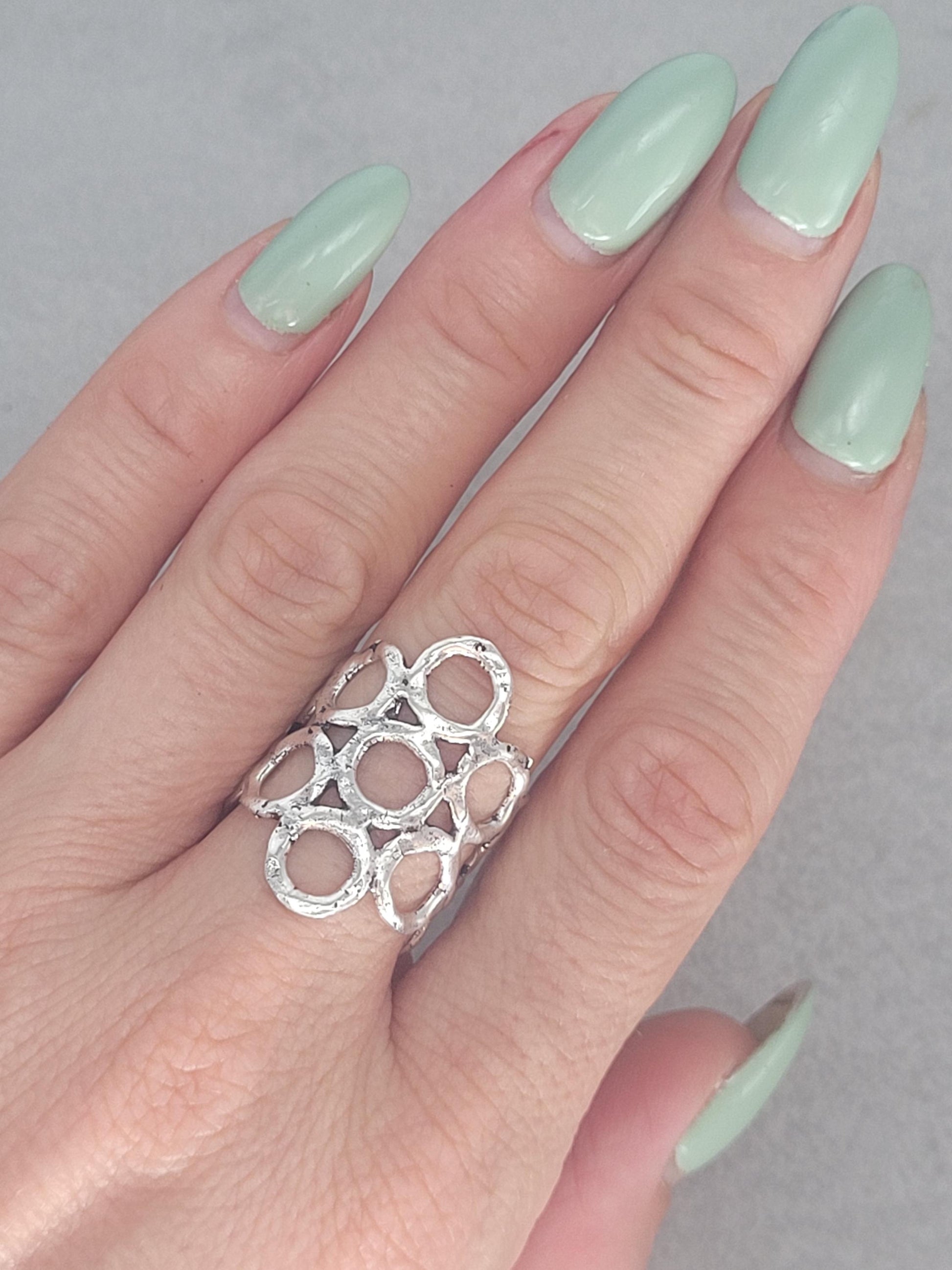 Silver detailed handmade ring / Hammered ring / Adjustable ring / Silver jewellery / Statement/ Unique / Gift / Hippie / Ethnic / Rustic